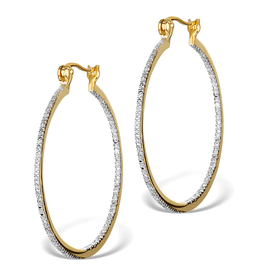 0.08ct Diamond Hoop Earrings in 18K Gold Vermeil